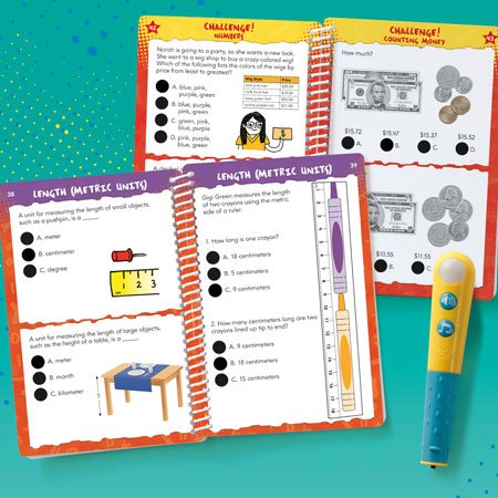 Educational Insights Hot Dots Let’s Master 2nd Grade Math Set, Homeschool & School Readiness Learning Workbooks, 2 Books & Interactive Pen, 100 Math Lessons, Ages 7+