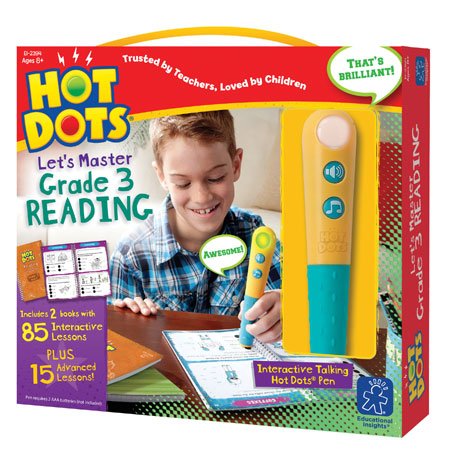 Educational Insights Hot Dots Let's Master 3rd Grade Reading Set, Homeschool & School Readiness Learning Workbooks, 2 Books & Interactive Pen, 100 Reading Lessons, Ages 8+