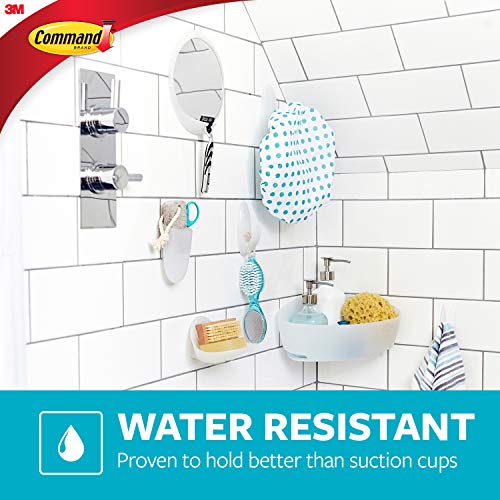 Command Bath Hook, Medium, Clear Frosted, 2-Hooks, 2-Medium Water Resistant Strips (BATH18-ES)