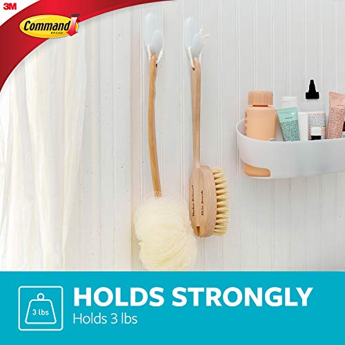 Command Bath Hook, Medium, Clear Frosted, 2-Hooks, 2-Medium Water Resistant Strips (BATH18-ES)