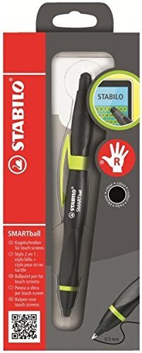 Stabilo Smartball Right Hand Pointball Pen Black Ink Kiwi , Multicolored