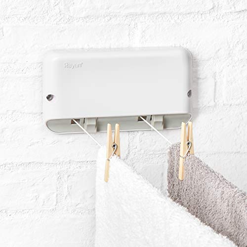 Rayen 0039 2-Line Wall Mounted Drying Rack, 16.4-Feet, White