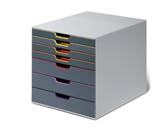 durable 760727 varicolor 7, drawer desk storage box, gray & multicolor