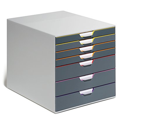 Durable 760727 VARICOLOR 7, Drawer Desk Storage Box, Gray & Multicolor