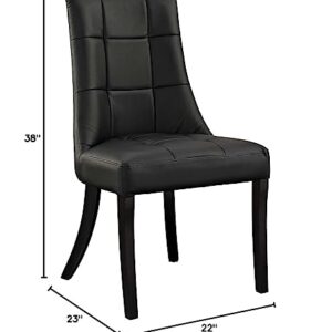 Modway Noblesse Modern Tufted Vegan Leather Upholstered Kitchen Room Black, One Dining Chair