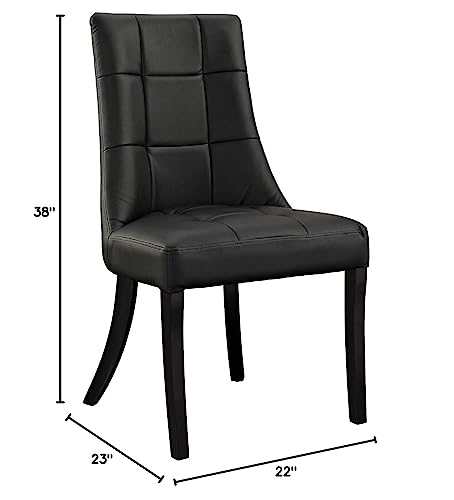 Modway Noblesse Modern Tufted Vegan Leather Upholstered Kitchen Room Black, One Dining Chair