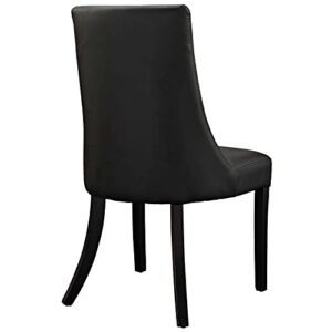 Modway Noblesse Modern Tufted Vegan Leather Upholstered Kitchen Room Black, One Dining Chair