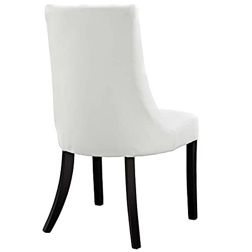 Modway Noblesse Modern Tufted Vegan Leather Upholstered Kitchen and Dining Room Chair in White
