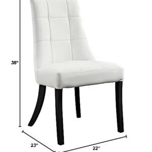 Modway Noblesse Modern Tufted Vegan Leather Upholstered Kitchen and Dining Room Chair in White