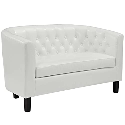 Modway Prospect Upholstered Contemporary Modern Loveseat In White Faux Leather