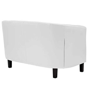 Modway Prospect Upholstered Contemporary Modern Loveseat In White Faux Leather