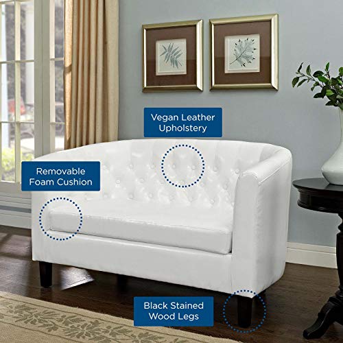 Modway Prospect Upholstered Contemporary Modern Loveseat In White Faux Leather