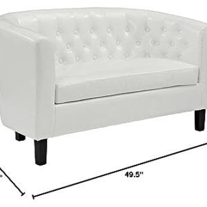 Modway Prospect Upholstered Contemporary Modern Loveseat In White Faux Leather