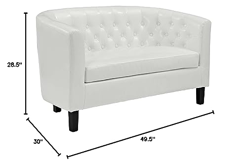 Modway Prospect Upholstered Contemporary Modern Loveseat In White Faux Leather