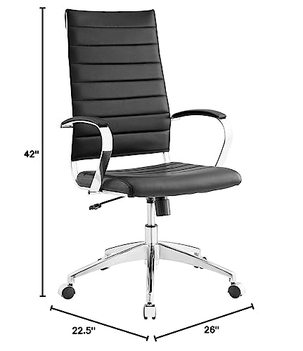 Modway Jive Ribbed High Back Tall Executive Swivel Office Chair With Arms In Black