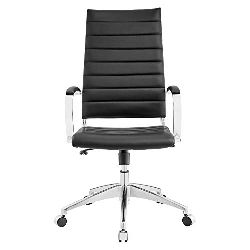 Modway Jive Ribbed High Back Tall Executive Swivel Office Chair With Arms In Black