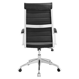 Modway Jive Ribbed High Back Tall Executive Swivel Office Chair With Arms In Black