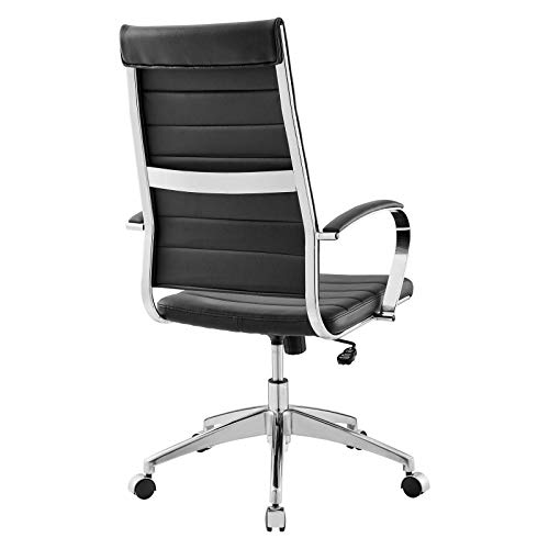 Modway Jive Ribbed High Back Tall Executive Swivel Office Chair With Arms In Black