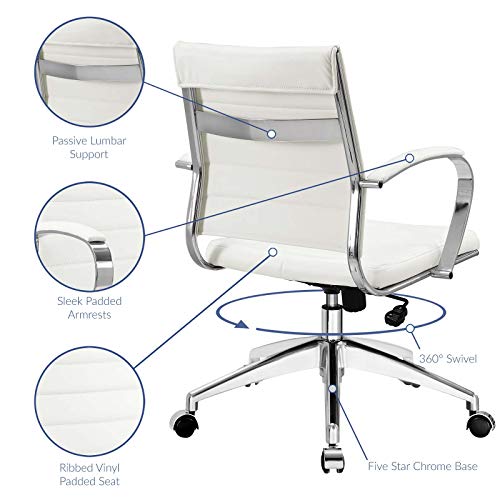 Modway Jive Office Chair, Mid Back, White