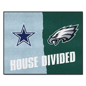 fanmats 15665 nfl cowboys / eagles house divided rug 33.75" x 42.5"