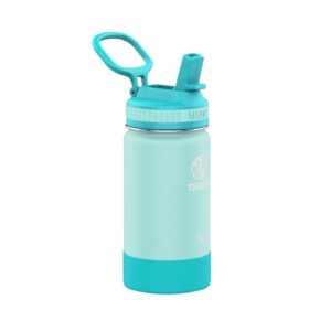 takeya actives kids insulated stainless steel water bottle with straw lid, 14 ounce, mint