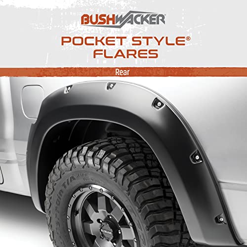 Bushwacker 30040-02 Black Pocket/Rivet Style Smooth Finish Rear Fender Flares for 2014-2021 Toyota Tundra