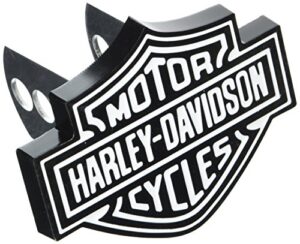 license plate shop harley-davidson auto hitch plug black & white bar shield -2287 by plasticolor