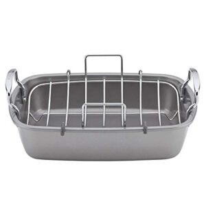 Circulon Nonstick Roasting Pan / Roaster with Rack - 17 Inch x 13 Inch, Gray