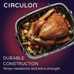 Circulon Nonstick Roasting Pan / Roaster with Rack - 17 Inch x 13 Inch, Gray