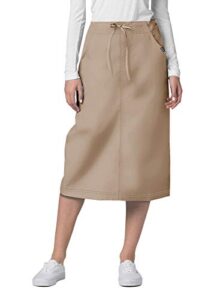 adar universal scrub skirts for women - mid-calf drawstring scrub skirt - 707 - khaki - 12