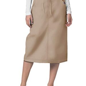 Adar Universal Scrub Skirts for Women - Mid-Calf Drawstring Scrub Skirt - 707 - Khaki - 12