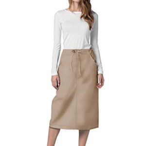 Adar Universal Scrub Skirts for Women - Mid-Calf Drawstring Scrub Skirt - 707 - Khaki - 12