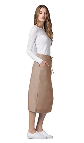 Adar Universal Scrub Skirts for Women - Mid-Calf Drawstring Scrub Skirt - 707 - Khaki - 12