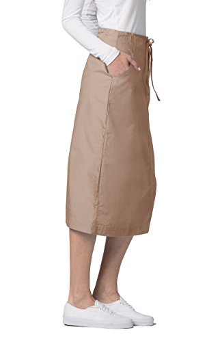 Adar Universal Scrub Skirts for Women - Mid-Calf Drawstring Scrub Skirt - 707 - Khaki - 12