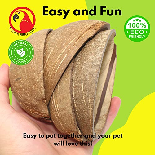 Bonka Bird Toys 1031 Pk4 Half Shell Coconuts Natural Forage Chewing Party Arts Craft Parrot Macaw African Grey