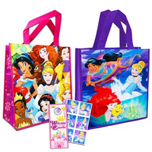 disney princess reusable tote grocery bag pack ~ 2 pack of princess reusable tote bag for groceries and gifts princess totes
