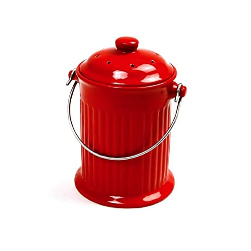 Norpro 93R 1 Gallon Red Ceramic Compost Keeper Crock