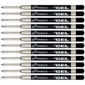 parker gel rollerball refill for roller ball pens medium point black ink 12-total refills