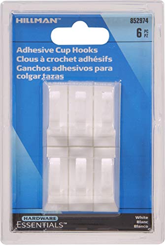 Hardware Essentials 852974 White Adhesive Cup Hook 6-Pack