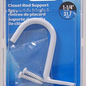 Hillman 853037 1-1/4" Closet Rod Center Support - White Finish 1-Pack