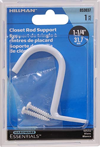 Hillman 853037 1-1/4" Closet Rod Center Support - White Finish 1-Pack