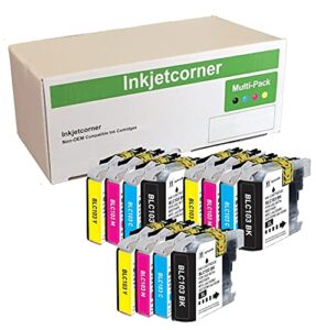 inkjetcorner compatible ink cartridges replacement for lc103 blc103 (3 black 3 cyan 3 magenta 3 yellow, 12-pack)