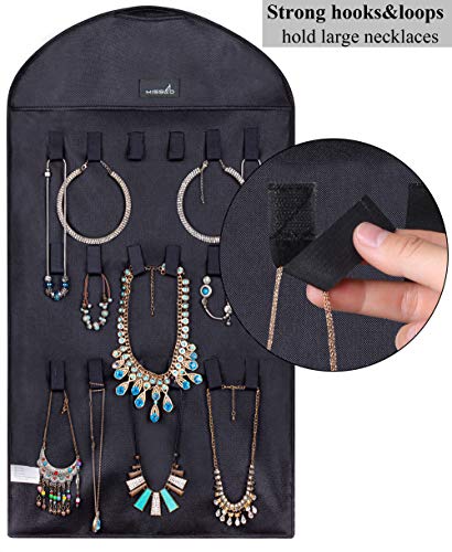 Misslo Jewelry Hanging Non-Woven Organizer Holder 32 Pockets 18 Hook and Loops - Black