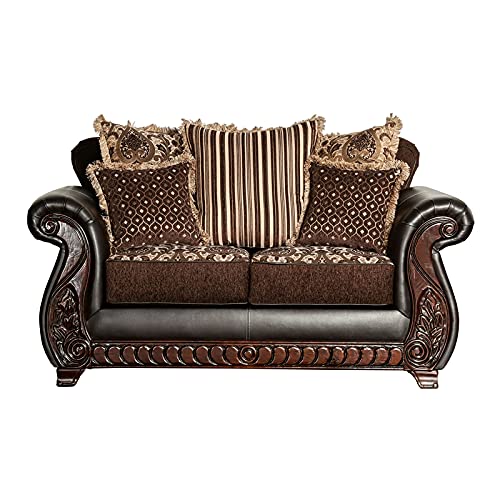 Furniture of America IDF-6106-LV Loveseat, Dark Brown