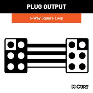 CURT 58034 Vehicle-Side and Trailer-Side 6-Pin Square Wiring Harness Connectors with 12-Inch Wires