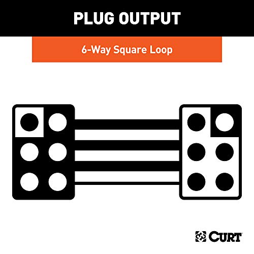 CURT 58034 Vehicle-Side and Trailer-Side 6-Pin Square Wiring Harness Connectors with 12-Inch Wires