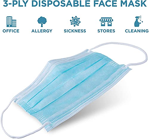 ValuMax 5630E-SB Ultra-3-In-1 Sensitive Disposable Earloop Face Masks, Cellulose Inner Layer, High Filtration, Sky Blue, Box of 50