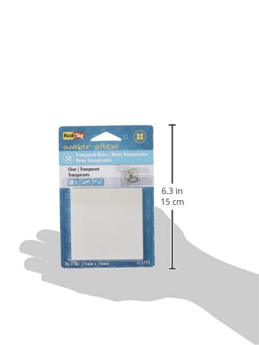 Redi-Tag SeeNote Stickies Transparent Sticky Notes, 50-Pack, 3 x 3 Inches, Clear (23775)