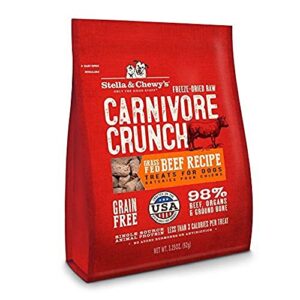 stella & chewy's freeze-dried raw carnivore crunch grass-fed beef recipe dog treats – 3.25 oz. bag