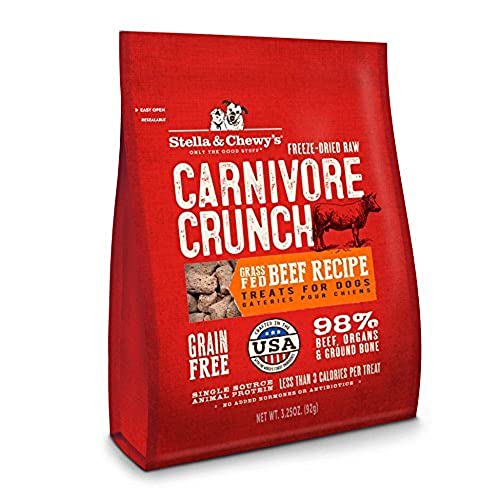 Stella & Chewy's Freeze-Dried Raw Carnivore Crunch Grass-Fed Beef Recipe Dog Treats – 3.25 oz. Bag